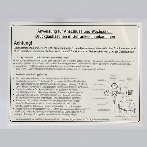 W.E. Blaschitz - Schild Anweisung für Schankanlagen - Druckgasflaschen nach BGR228 - GastroDeals