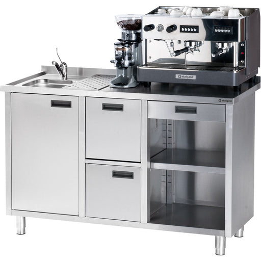 Stalgast - Arbeitstisch für Kaffeemaschine, mit Aufkantung, 1500 x 700 x 1000 mm (BxTxH) - GastroDeals