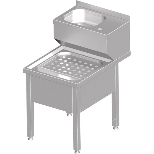 Stalgast - Handwasch- und Ausgussbecken-Kombination, 500x700x850 mm, mit klappbaren Abstellrost, mit Aufkantung, verschweißt - GastroDeals