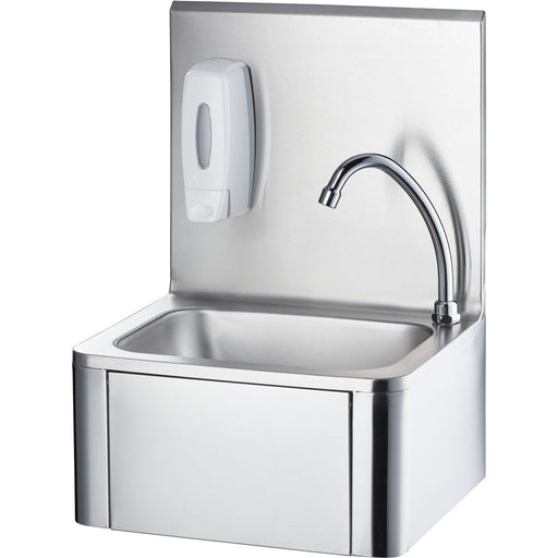 Stalgast - Handwaschbecken mit Kniebedienung, inkl. Armatur und Seifenspender, Wandmontage, 400 mm x 330 mm x 570 mm (BxTxH) - GastroDeals
