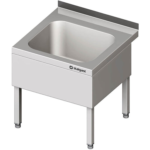 Stalgast - Handwaschbecken mit Untergestell, 500x500x500 mm, mit dreiseitiger Beckenblende, mit Aufkantung, verschweißt - GastroDeals