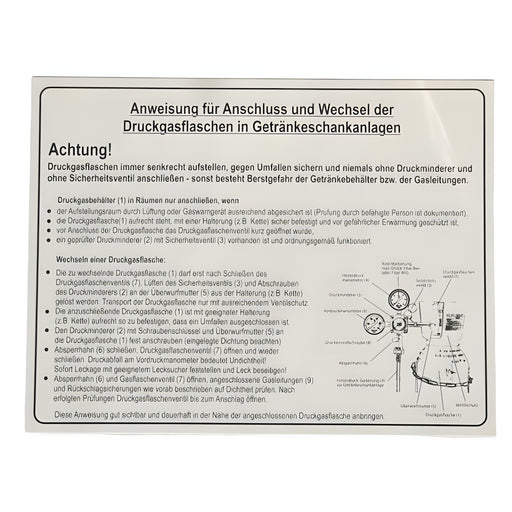 W.E. Blaschitz - Aufkleber Anweisung f.Schankanlagen- Druckgasflaschen nach BGR228 - GastroDeals